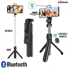 Bastão de Selfie Tripé LED Bluetooth CH0473 Xtrad - Preto 